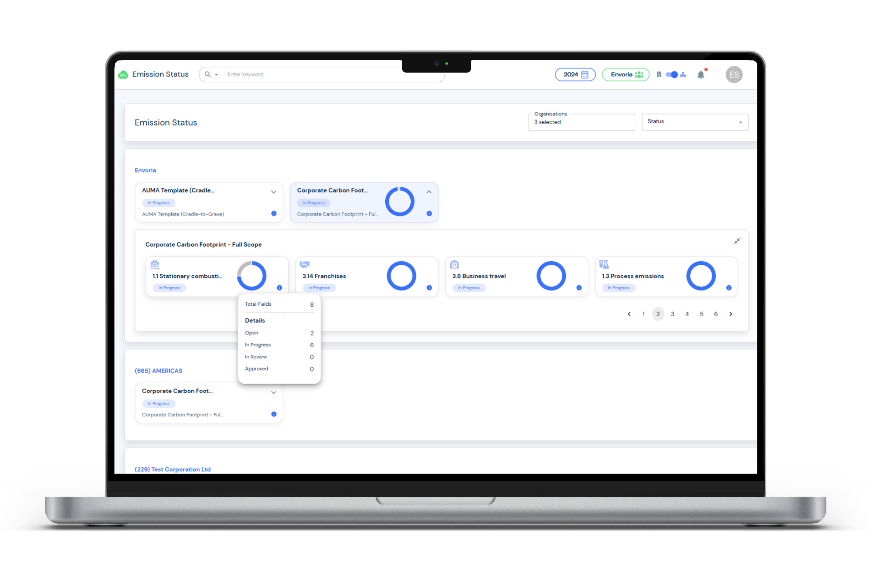 Envoria Emissions Management Status Dashboard