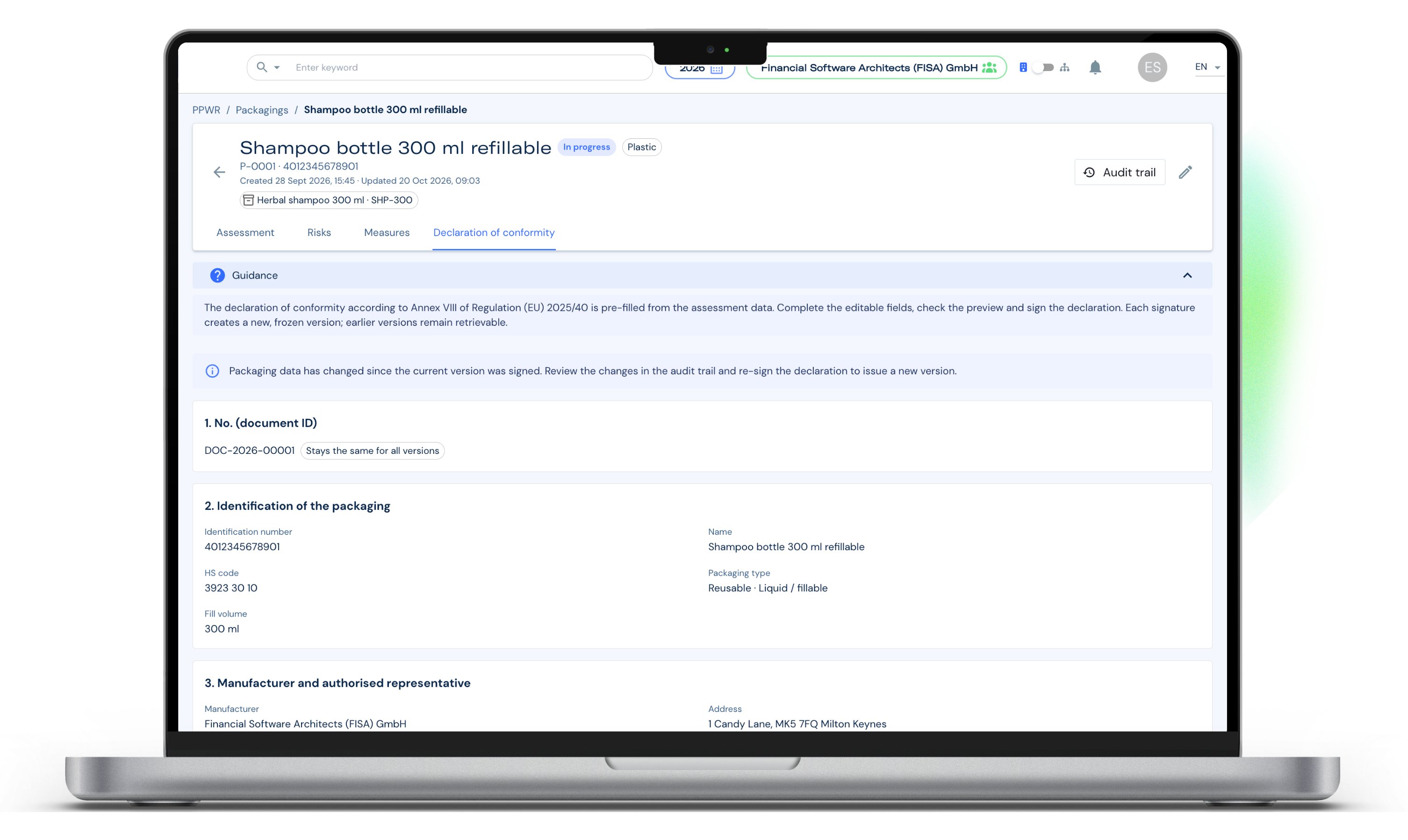 Envoria PPWR Software Conformity Check