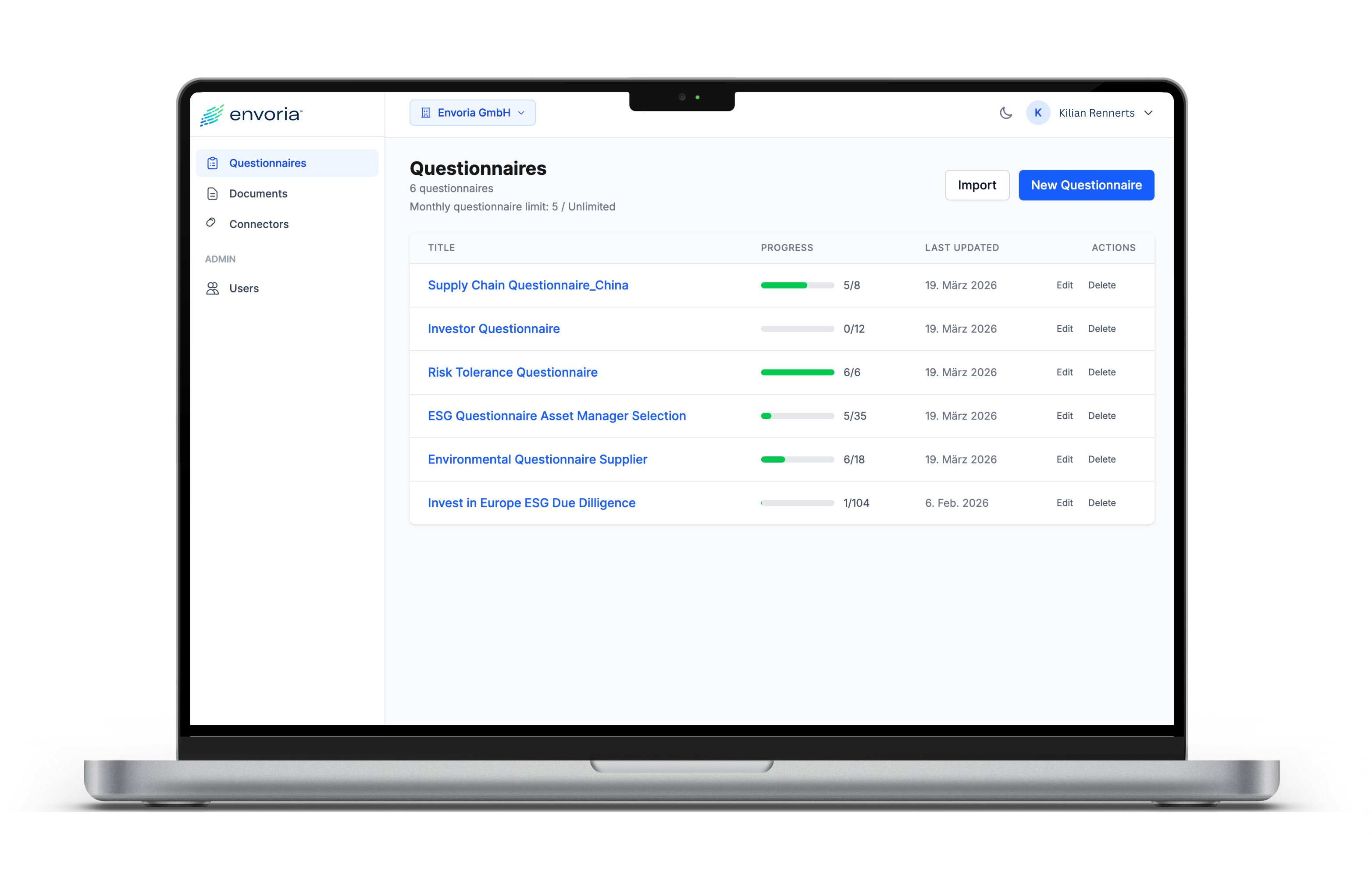 Envoria Response AI Questionnaire Overview