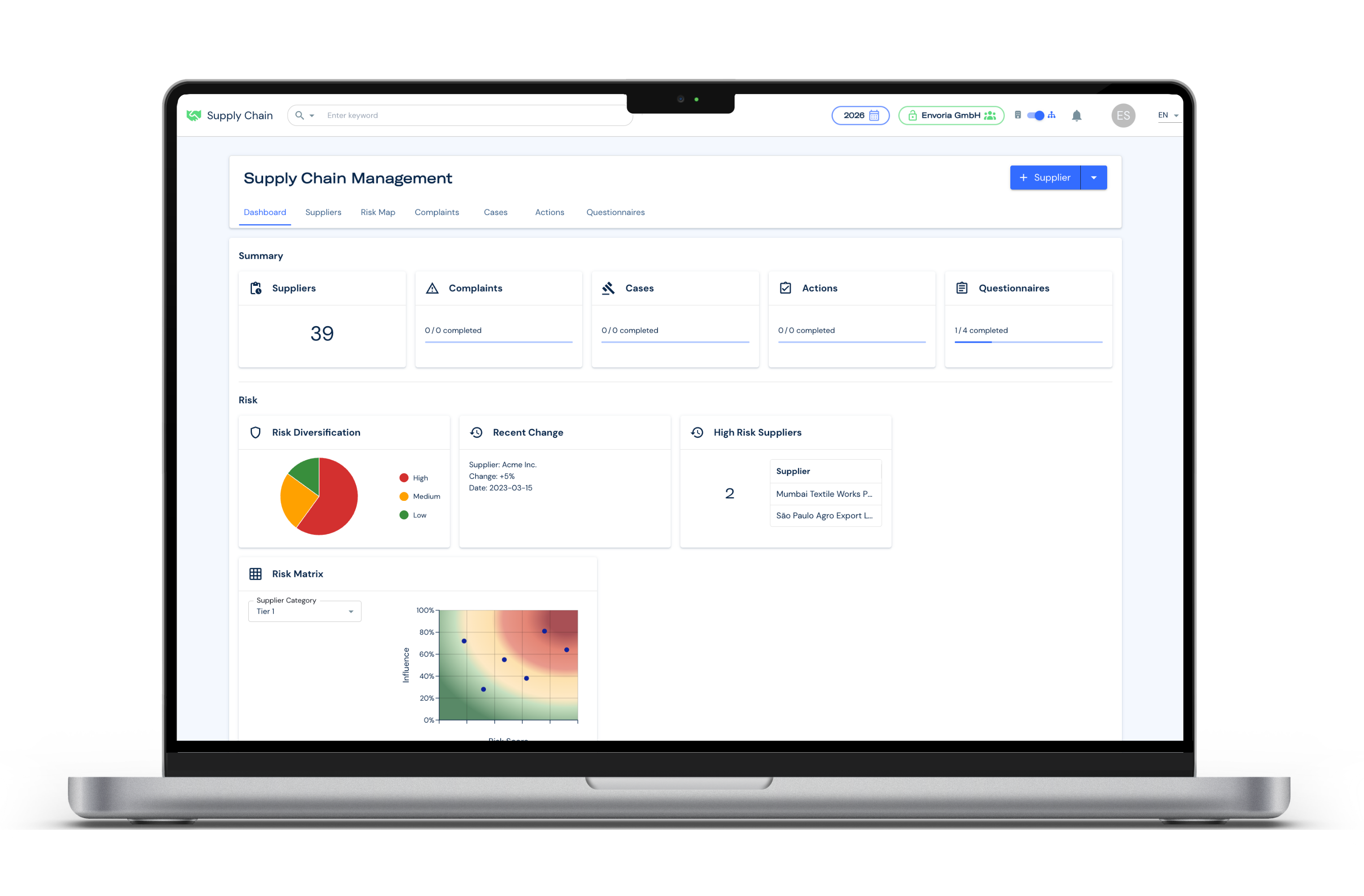 Envoria Supply Chain Management Dashboard