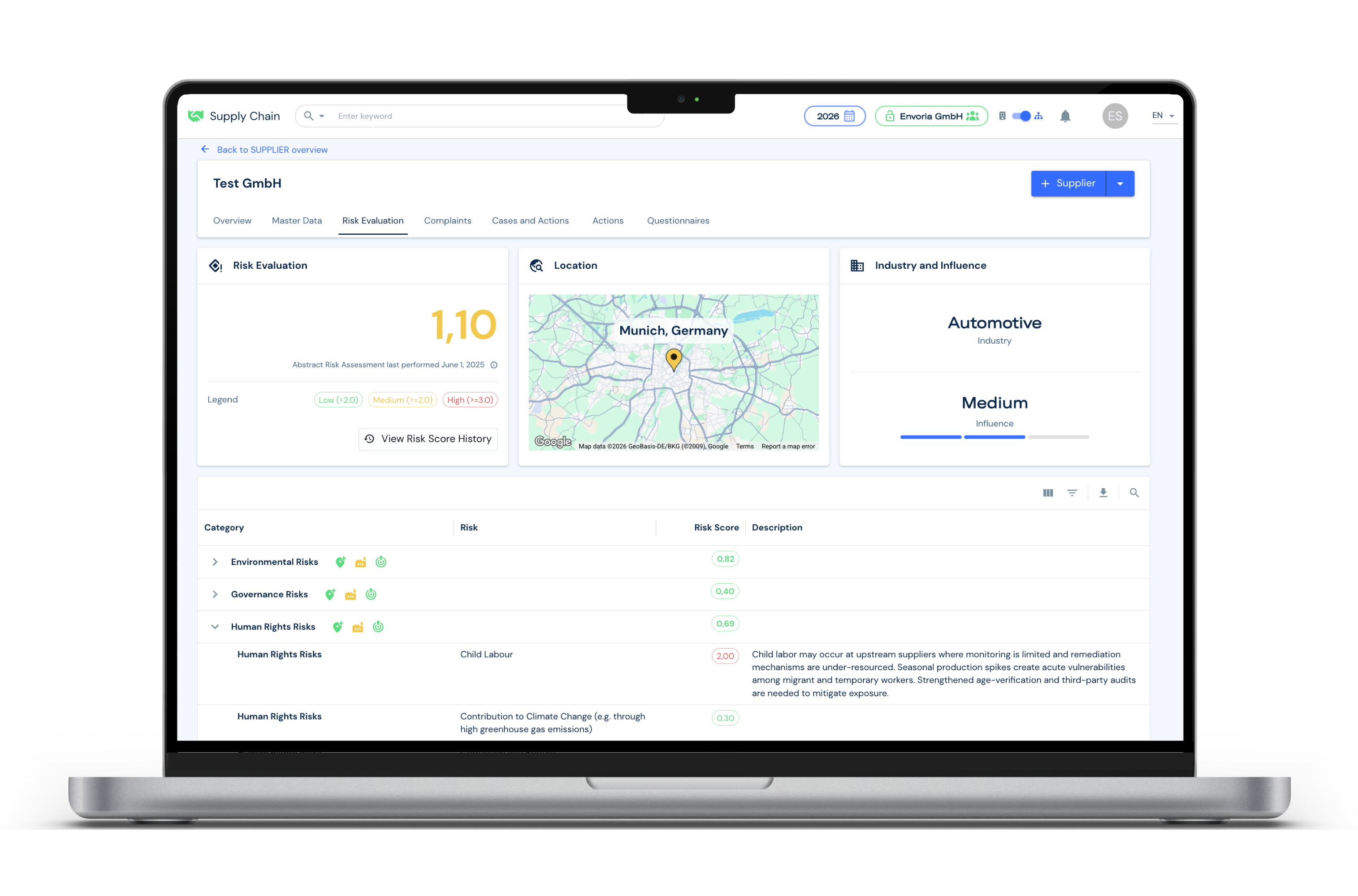 Envoria Supply Chain Management Risk Evaluation