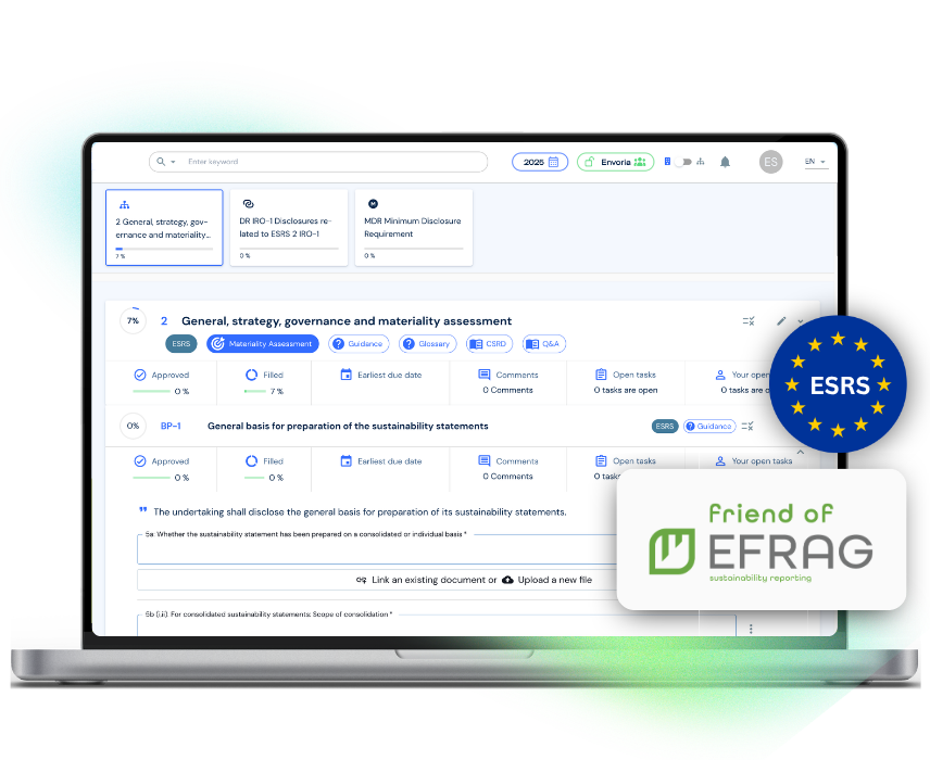Header Envoria CSRD Software incl ESRS